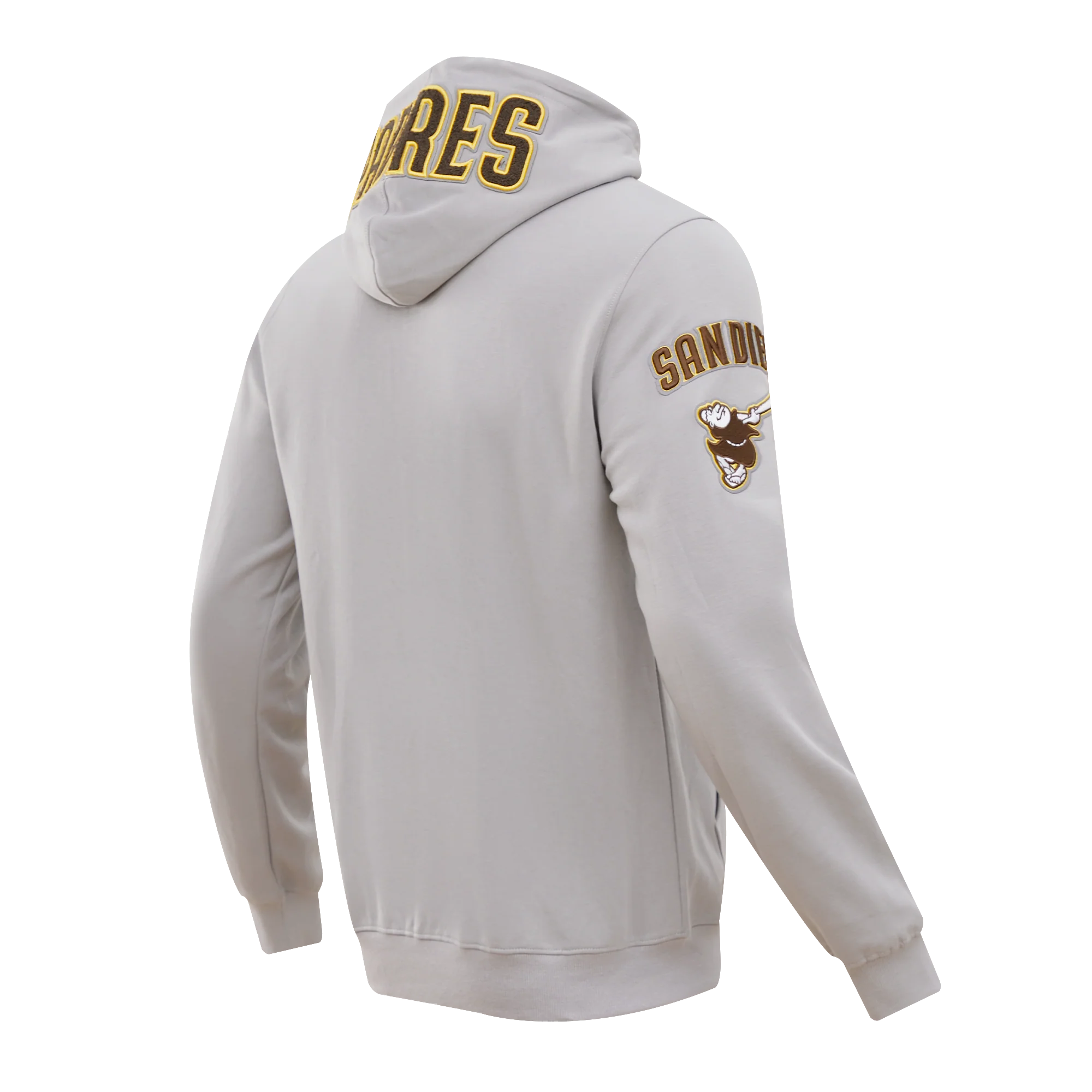 MLB SAN DIEGO PADRES CLASSIC CHENILLE MEN'S FULL ZIP HOODIE (GRAY) - Image 5