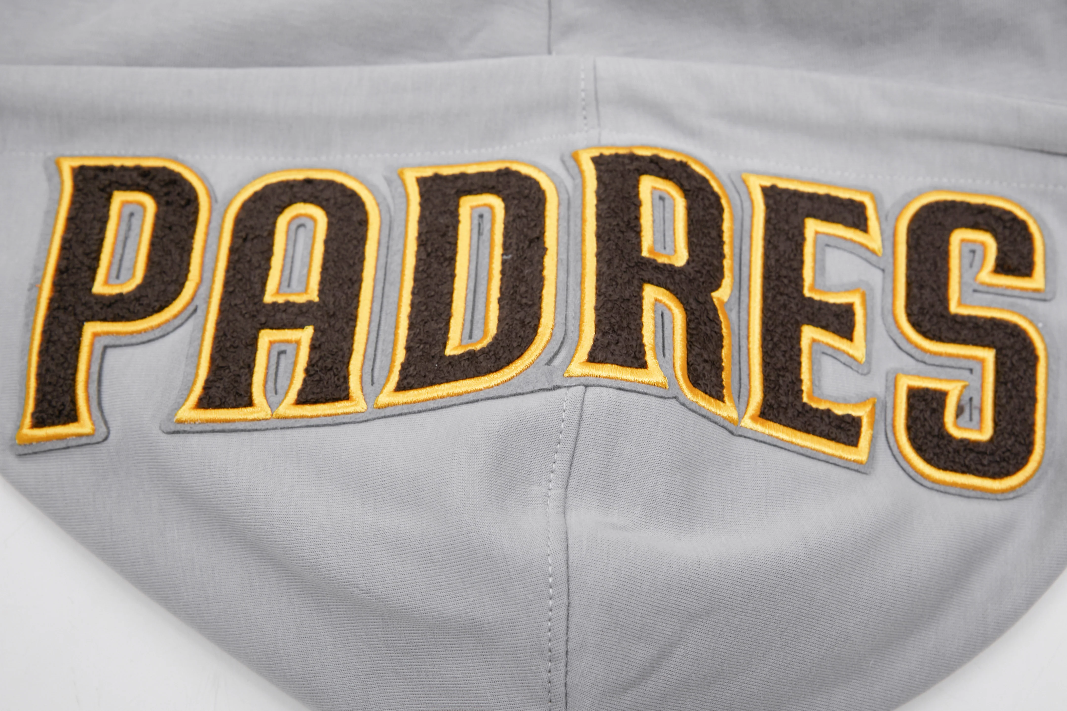 MLB SAN DIEGO PADRES CLASSIC CHENILLE MEN'S FULL ZIP HOODIE (GRAY) - Image 6
