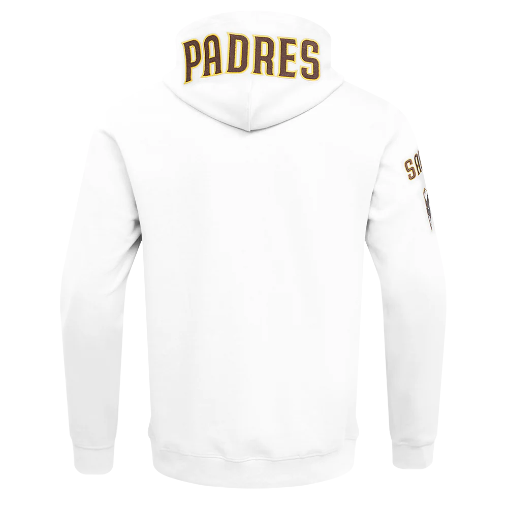 MLB SAN DIEGO PADRES CLASSIC CHENILLE MEN'S FULL ZIP PULLOVER HOODIE (WHITE) - Image 3