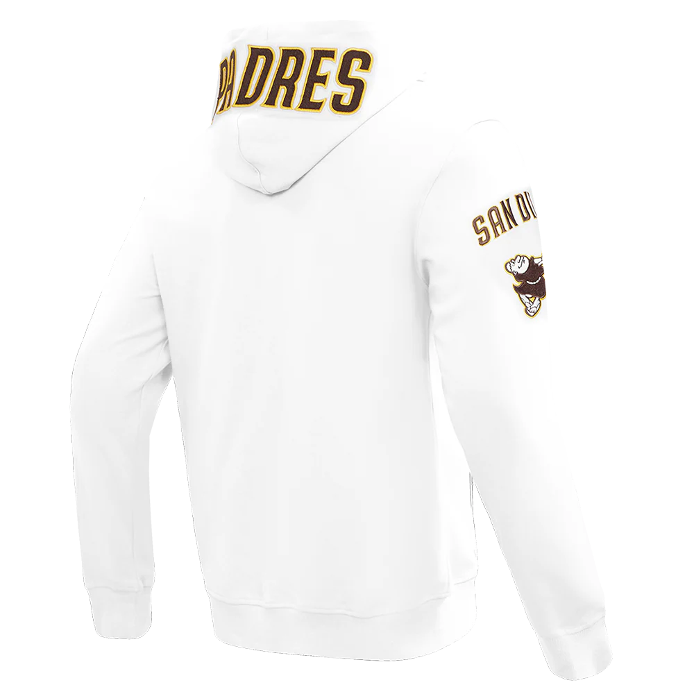 MLB SAN DIEGO PADRES CLASSIC CHENILLE MEN'S FULL ZIP PULLOVER HOODIE (WHITE) - Image 4
