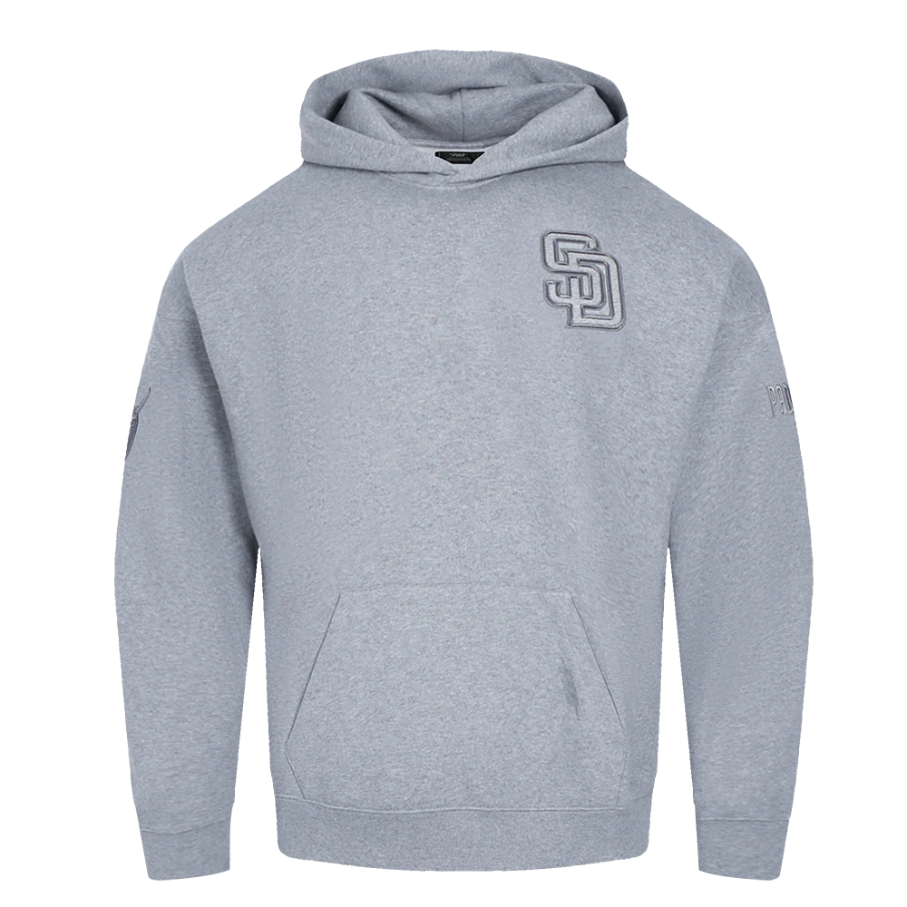 MLB SAN DIEGO PADRES NEUTRAL MEN'S DROP SHOULDER PULLOVER HOODIE (DARK HEATHER GRAY)