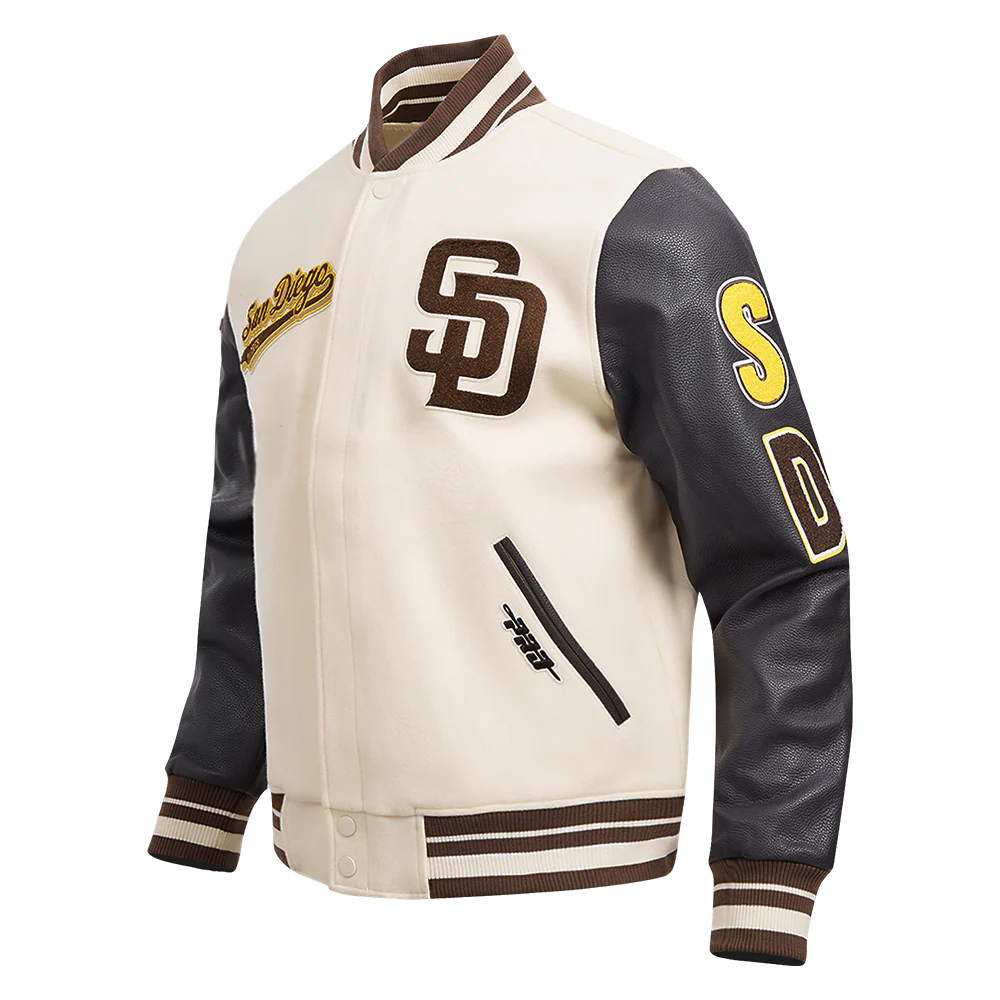 MLB SAN DIEGO PADRES SCRIPT TAIL MEN'S RIB WOOL VARSITY (EGGSHELL/ BROWN) - Image 2