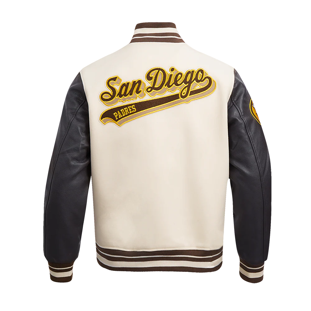 MLB SAN DIEGO PADRES SCRIPT TAIL MEN'S RIB WOOL VARSITY (EGGSHELL/ BROWN) - Image 3