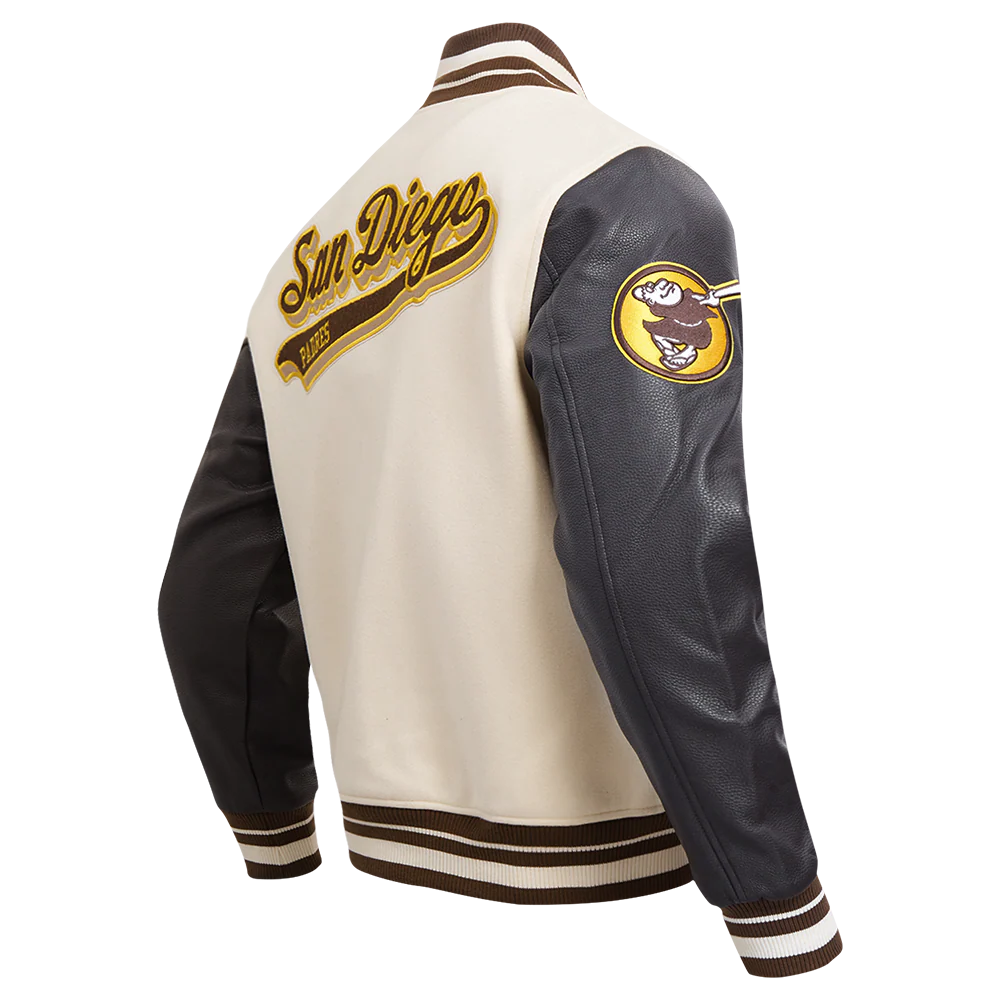 MLB SAN DIEGO PADRES SCRIPT TAIL MEN'S RIB WOOL VARSITY (EGGSHELL/ BROWN) - Image 4