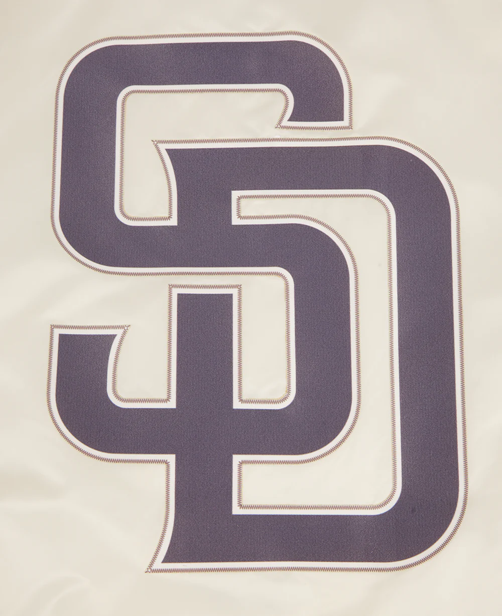 MLB SAN DIEGO PADRES SCRIPT TAIL MEN'S SATIN JACKET (EGGSHELL/ BROWN) - Image 8
