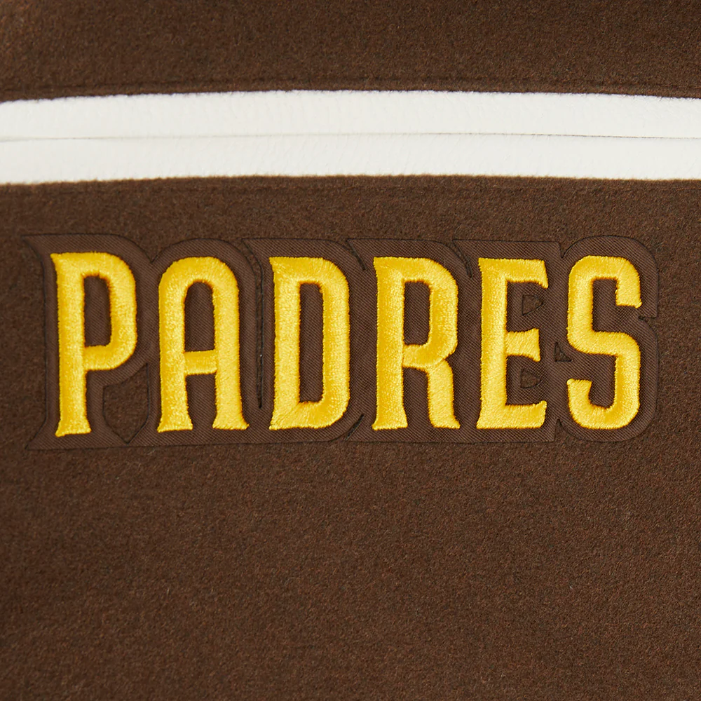 MLB SAN DIEGO PADRES TEAM PENNANTS MEN'S RIB WOOL VARSITY JACKET (BROWN/WHITE) - Image 7