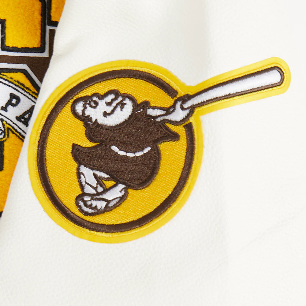 MLB SAN DIEGO PADRES TEAM PENNANTS MEN'S RIB WOOL VARSITY JACKET (BROWN/WHITE) - Image 9