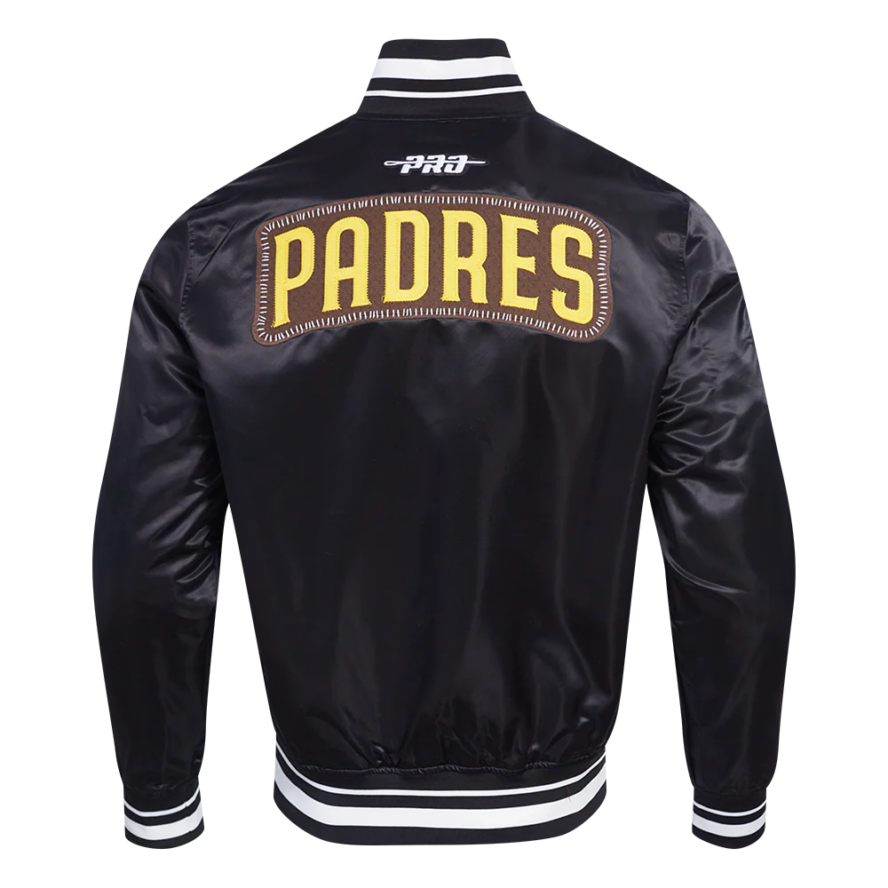 MLB SAN DIEGO PADRES DIY PICK STITCH MEN'S RIB SATIN JACKET (BLACK) - Image 7