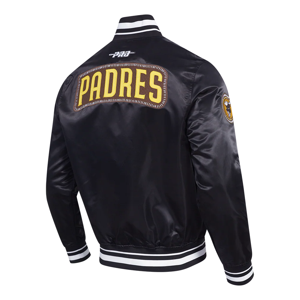 MLB SAN DIEGO PADRES DIY PICK STITCH MEN'S RIB SATIN JACKET (BLACK) - Image 8