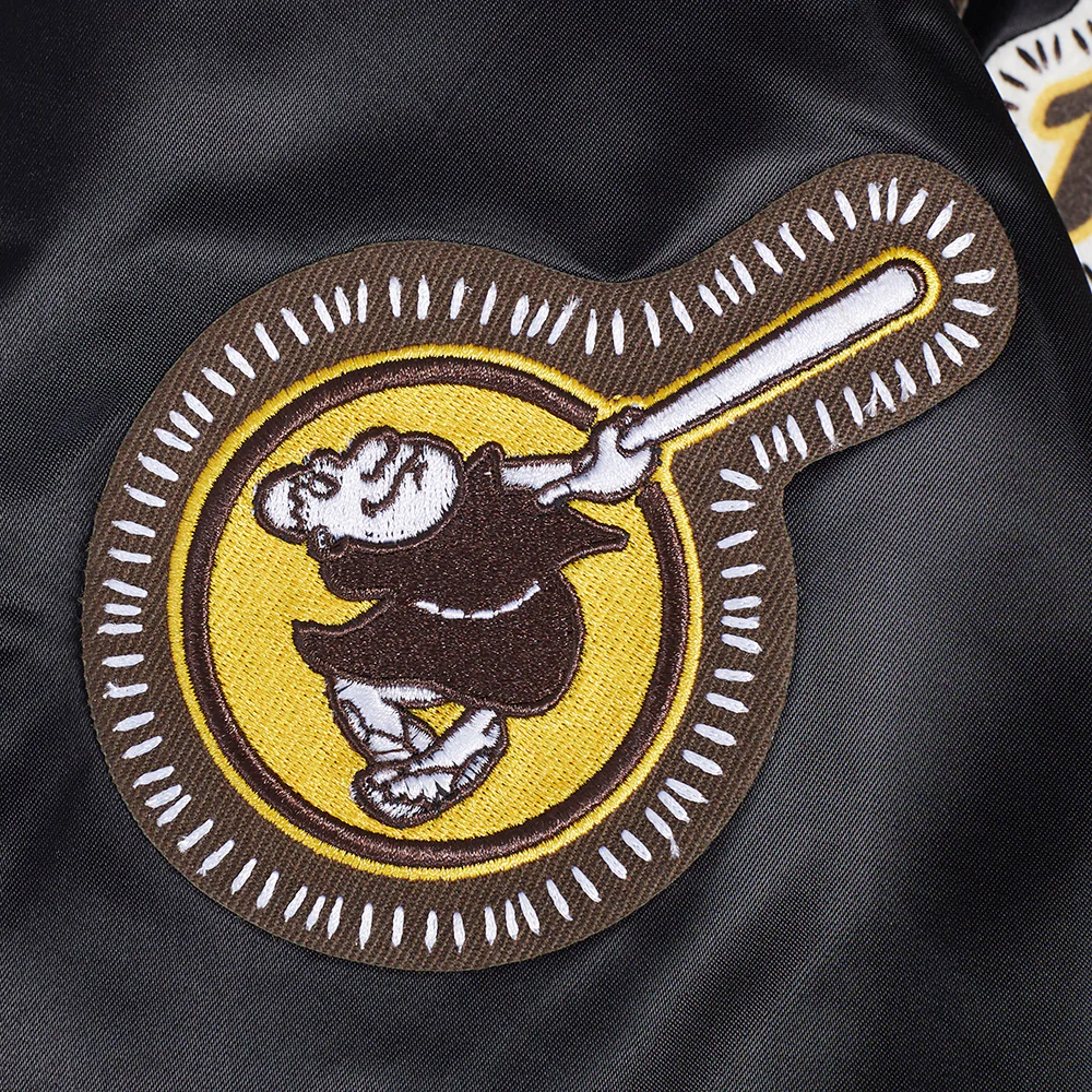 MLB SAN DIEGO PADRES DIY PICK STITCH MEN'S RIB SATIN JACKET (BLACK) - Image 9