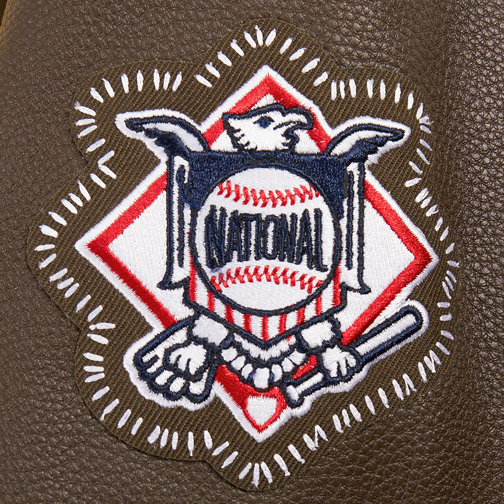 MLB SAN DIEGO PADRES DIY PICK STITCH MEN'S RIB WOOL VARSITY JACKET (EGGSHELL/ BROWN) - Image 14