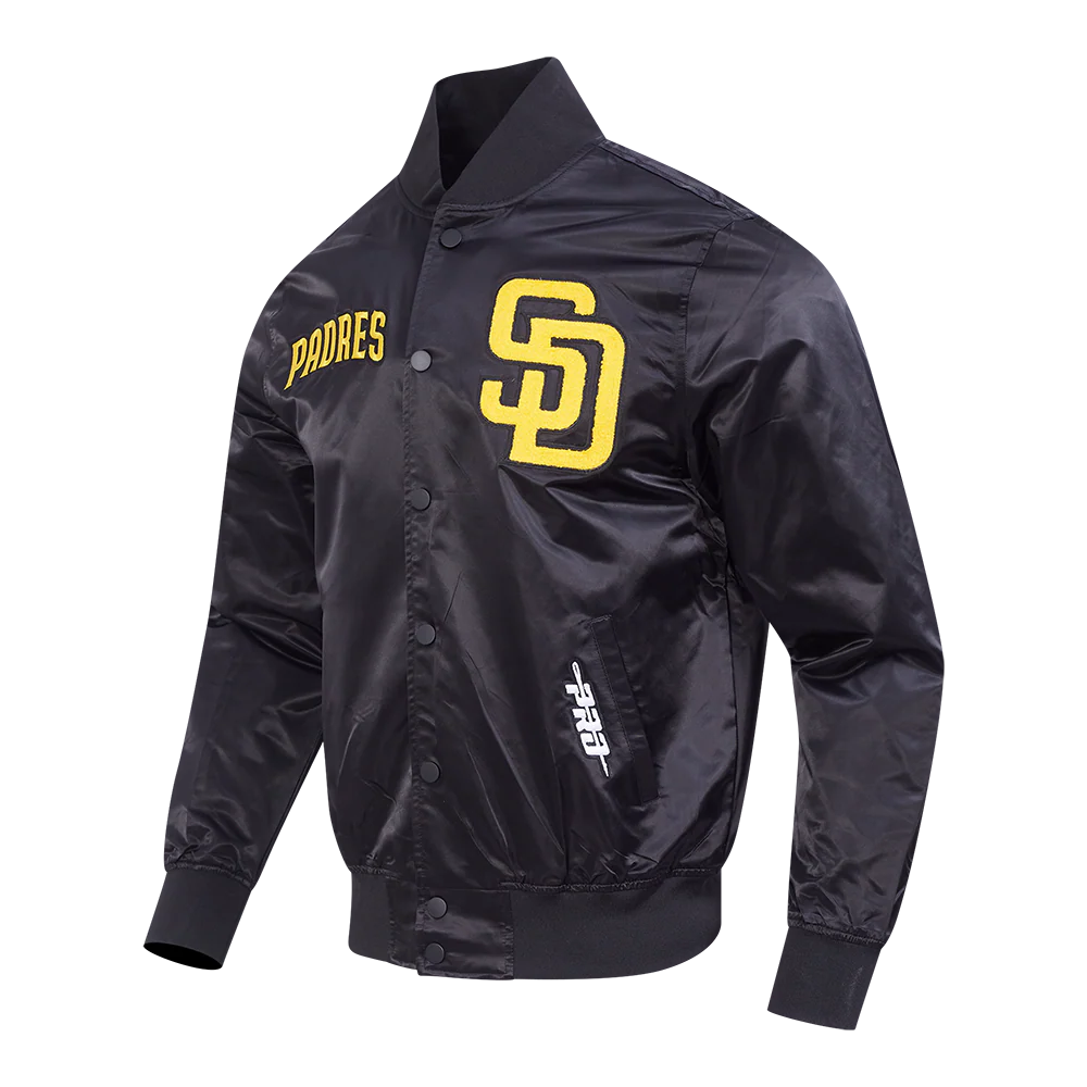 MLB SAN DIEGO PADRES SOUVENIR MEN'S SATIN JACKET (BLACK) - Image 2