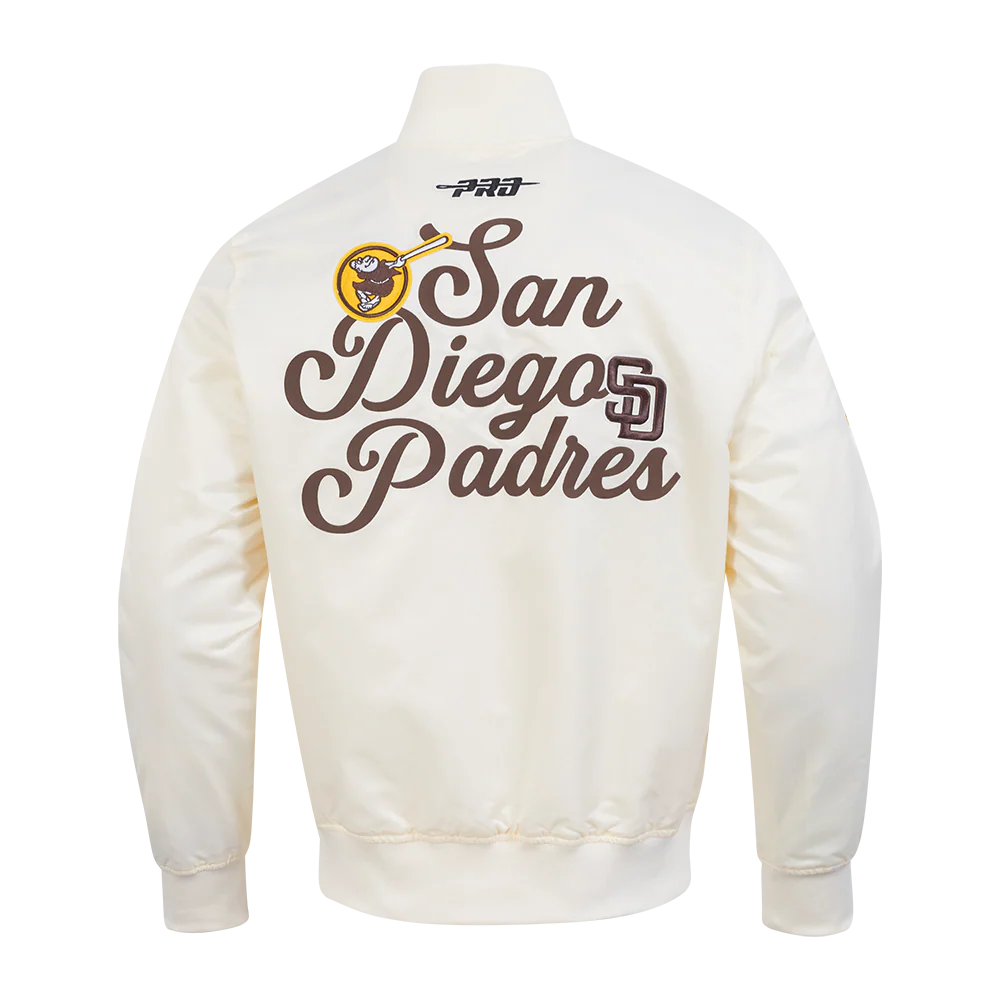 MLB SAN DIEGO PADRES SOUVENIR MEN'S SATIN JACKET (EGGSHELL) - Image 3