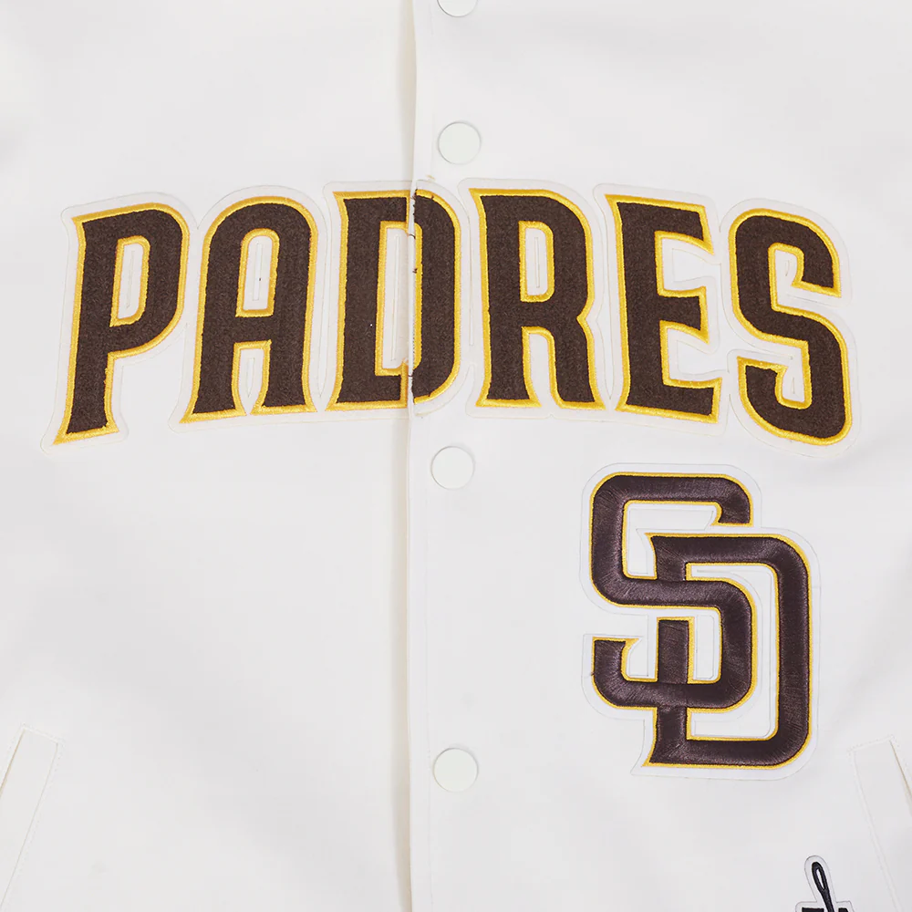 MLB SAN DIEGO PADRES CURRENT LOGO PRO GAME DAY MEN'S DOUBLE KNIT JACKET (EGGSHELL/TAUPE/EGGSHELL) - Image 5