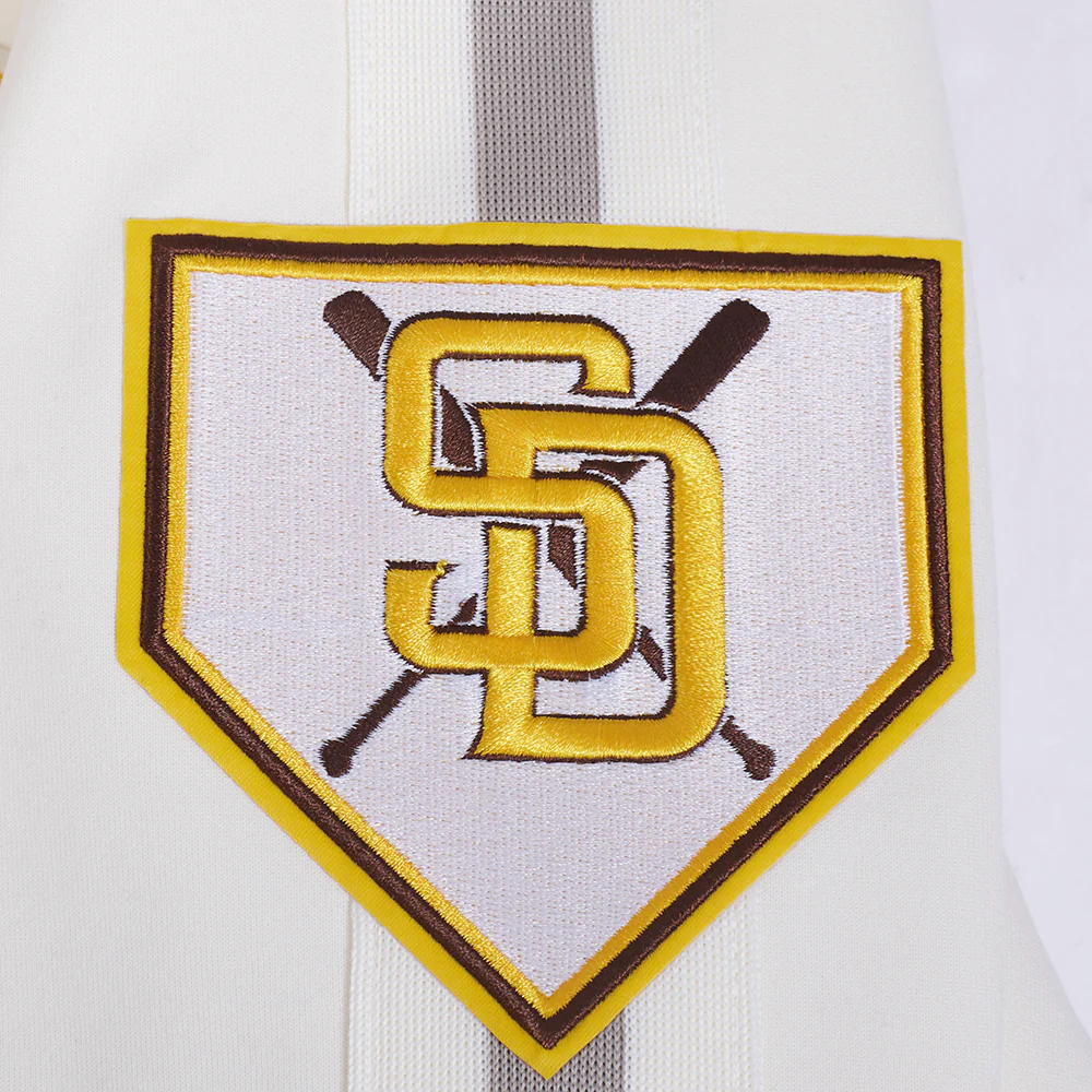 MLB SAN DIEGO PADRES CURRENT LOGO PRO GAME DAY MEN'S DOUBLE KNIT JACKET (EGGSHELL/TAUPE/EGGSHELL) - Image 7