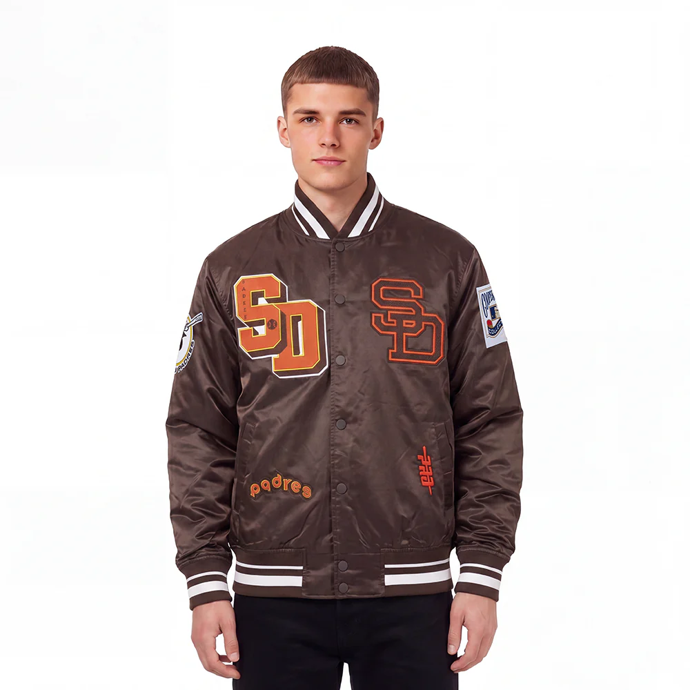 MLB SAN DIEGO PADRES BEST OF MEN'S RIB SATIN JACKET (BROWN)