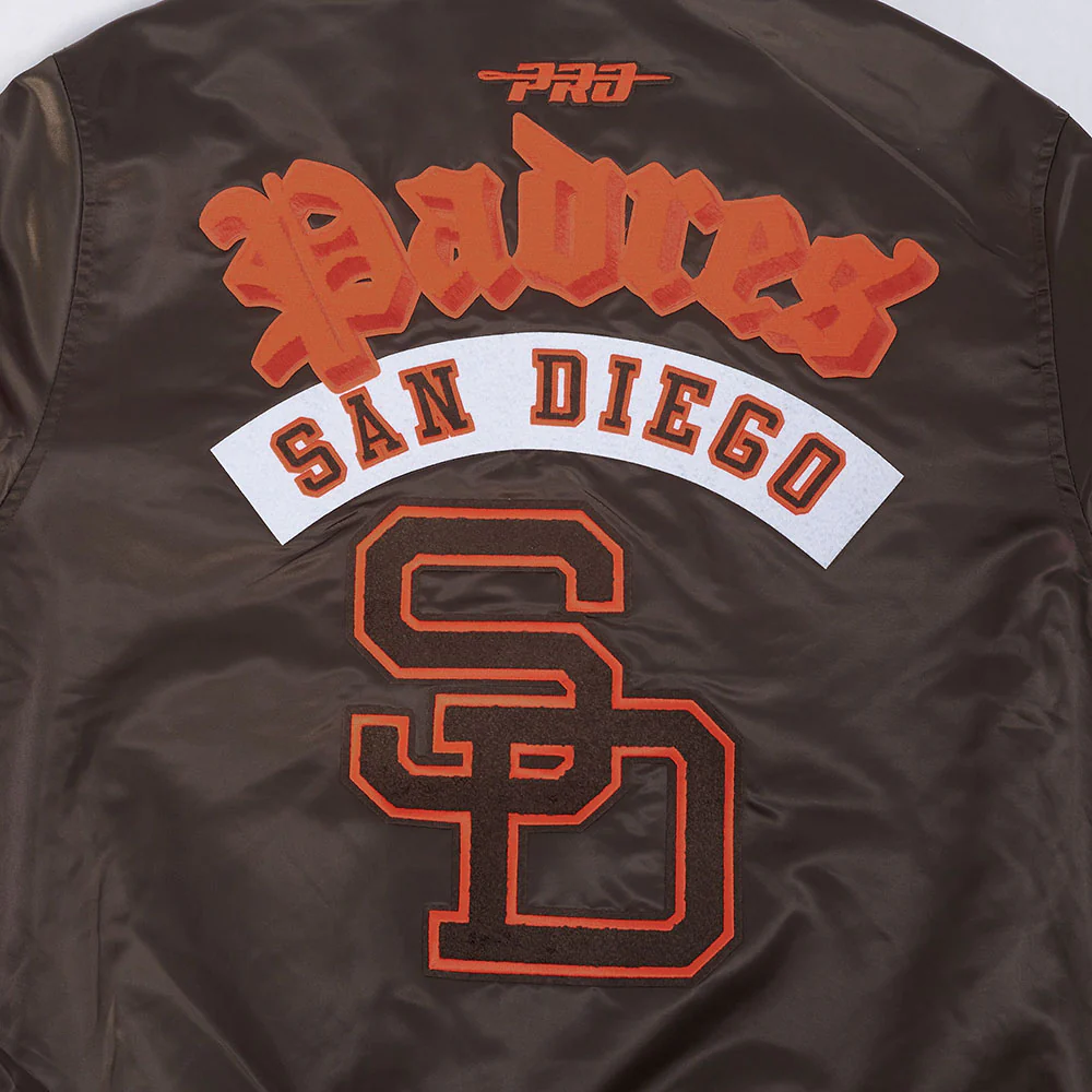 MLB SAN DIEGO PADRES BEST OF MEN'S RIB SATIN JACKET (BROWN) - Image 12