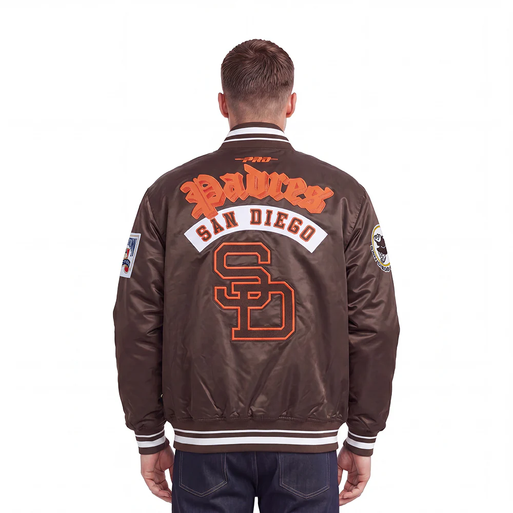MLB SAN DIEGO PADRES BEST OF MEN'S RIB SATIN JACKET (BROWN) - Image 2