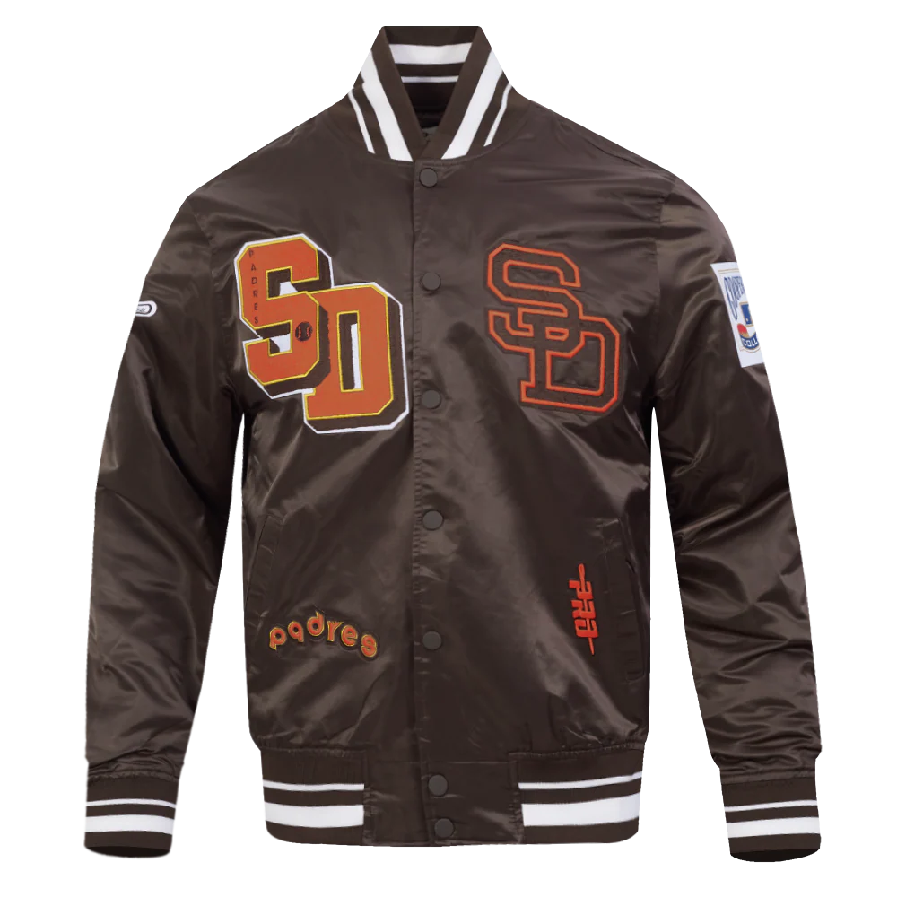 MLB SAN DIEGO PADRES BEST OF MEN'S RIB SATIN JACKET (BROWN) - Image 3