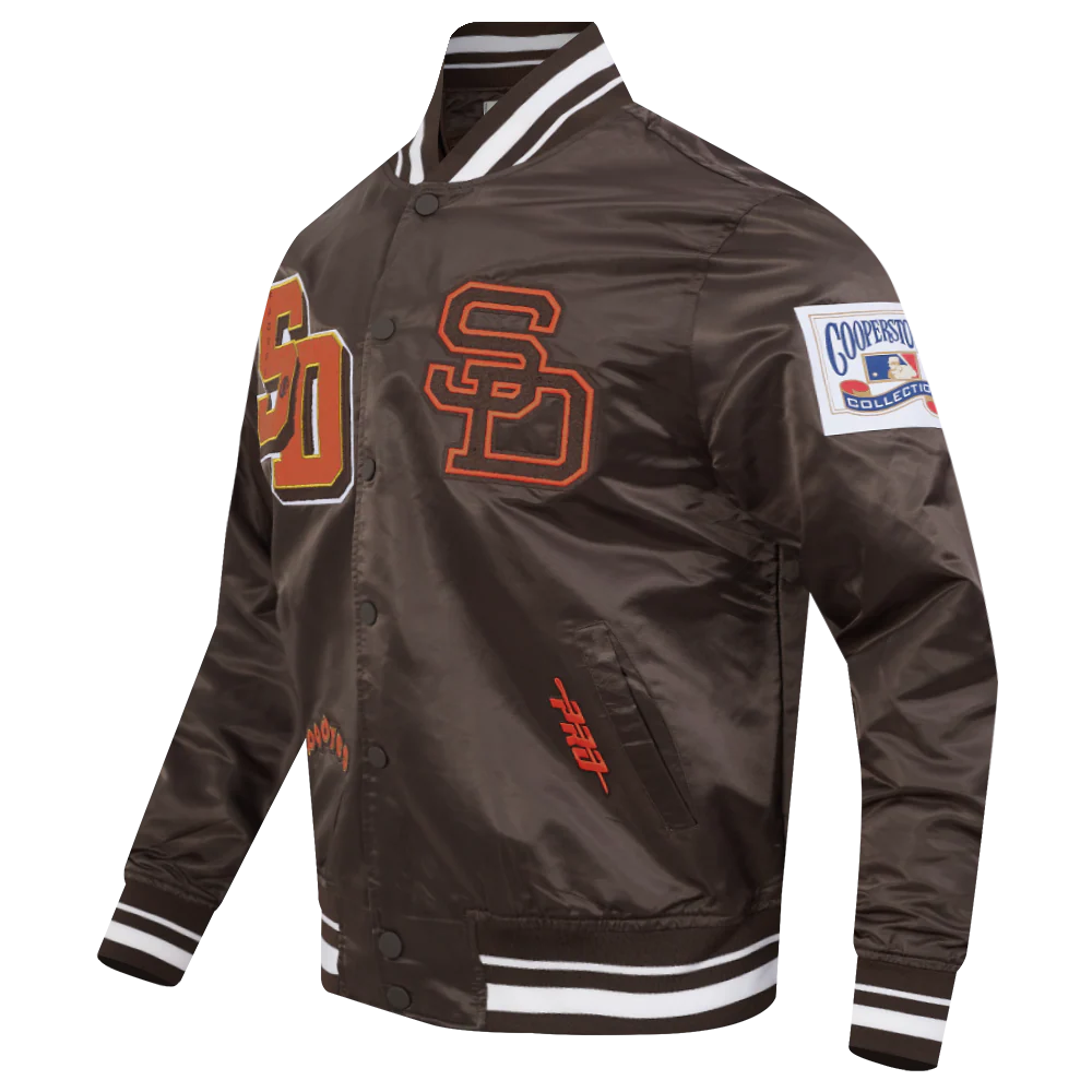 MLB SAN DIEGO PADRES BEST OF MEN'S RIB SATIN JACKET (BROWN) - Image 4