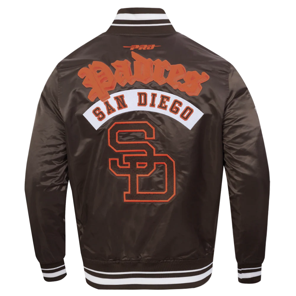 MLB SAN DIEGO PADRES BEST OF MEN'S RIB SATIN JACKET (BROWN) - Image 5