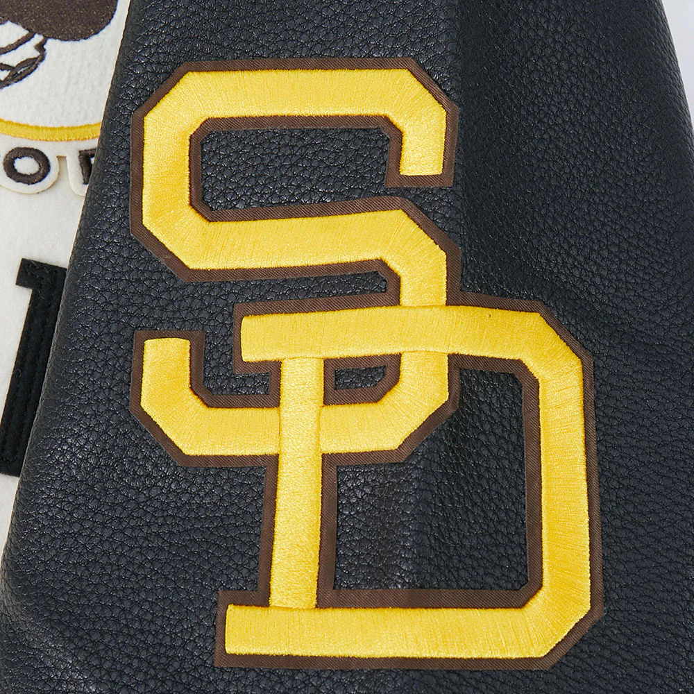 MLB SAN DIEGO PADRES MODERN ORIGINALS MEN'S RIB WOOL VARSITY JACKET (EGGSHELL/ BLACK) - Image 7