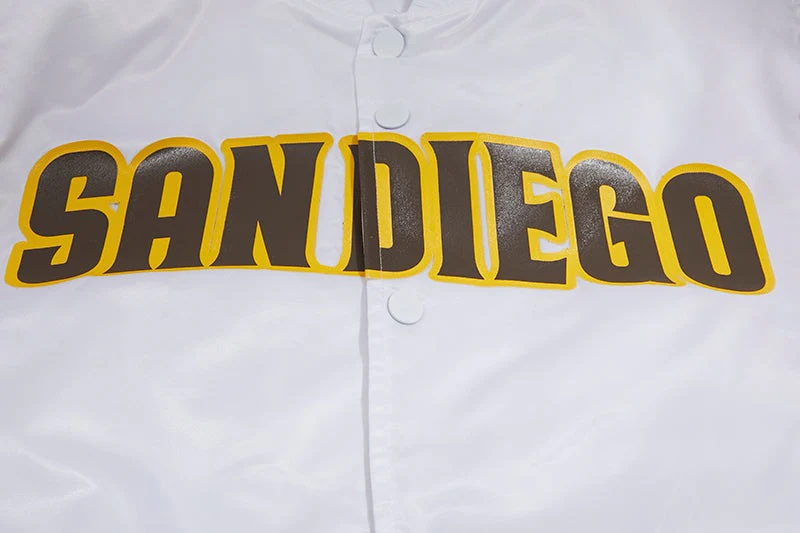 MLB SAN DIEGO PADRES TEAM BIG LOGO MEN'S SATIN JACKET (WHITE) - Image 5
