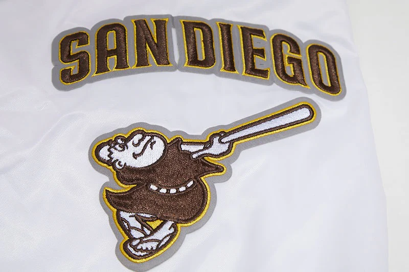 MLB SAN DIEGO PADRES TEAM BIG LOGO MEN'S SATIN JACKET (WHITE) - Image 6