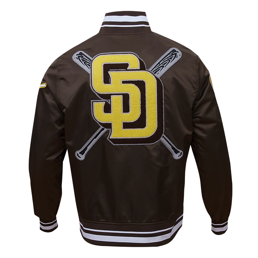 MLB SAN DIEGO PADRES MASHUP MEN'S RIB SATIN JACKET (BROWN) - Image 3