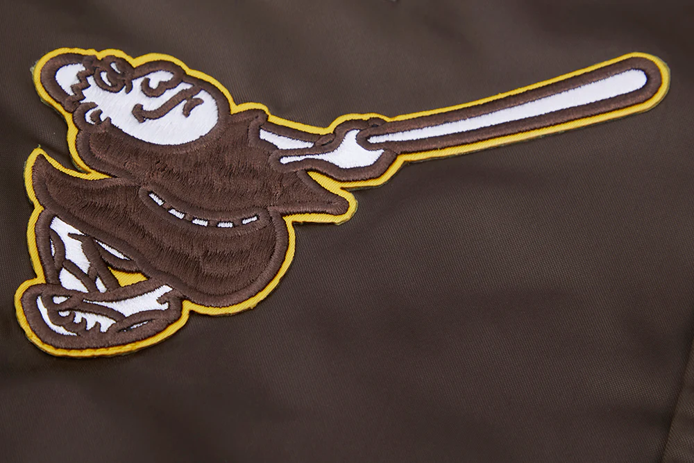 MLB SAN DIEGO PADRES MASHUP MEN'S RIB SATIN JACKET (BROWN) - Image 7