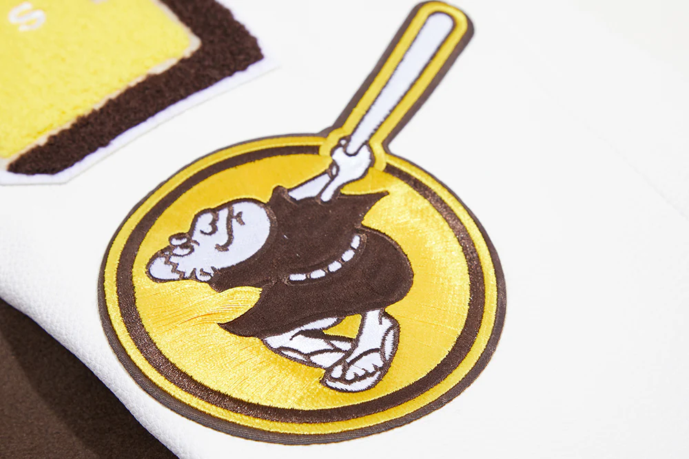 MLB SAN DIEGO PADRES MASHUP MEN'S RIB WOOL VARSITY JACKET (BROWN/WHITE) - Image 8