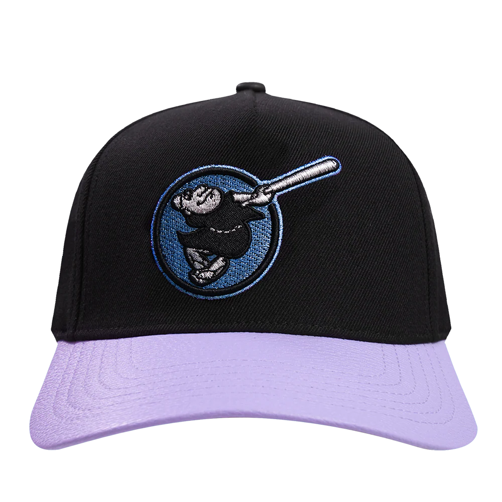 MLB SAN DIEGO PADRES PASTELLIC 2 TONE PINCH FRONT STRAPBACK (BLACK/PURPLE)