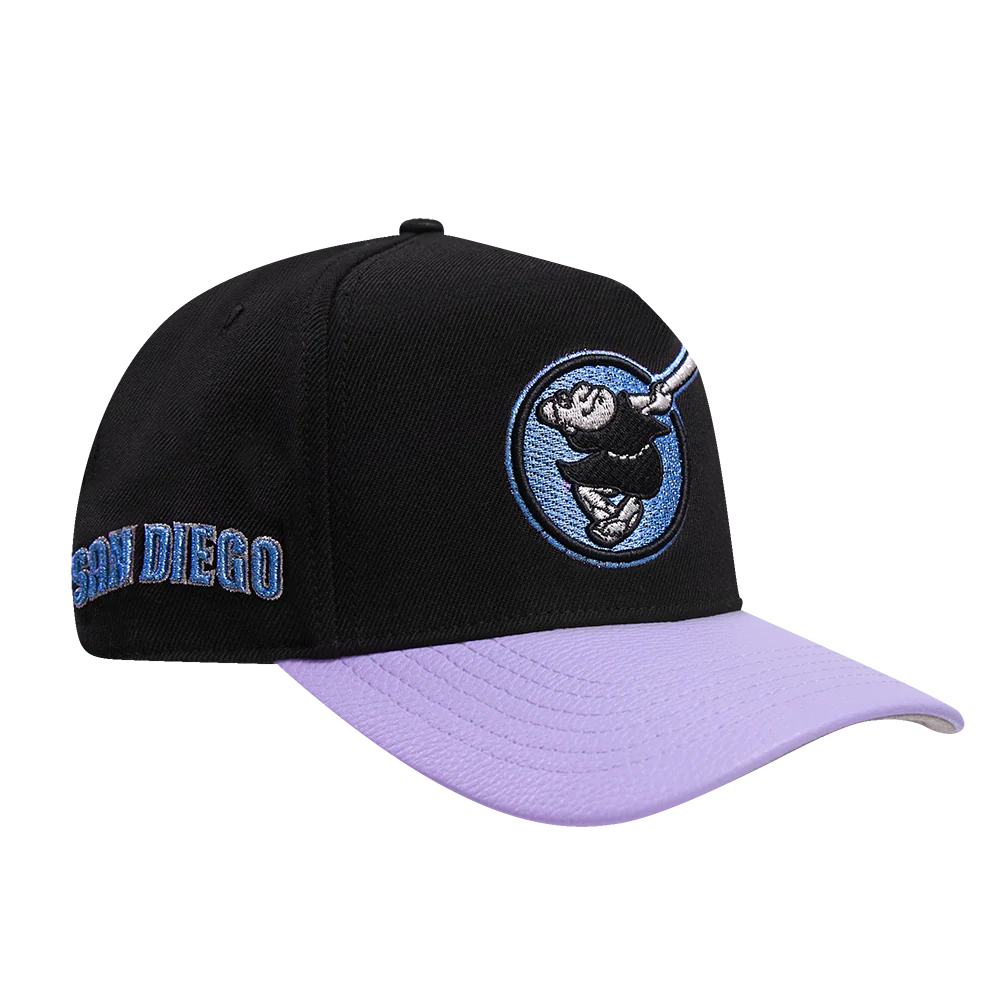 MLB SAN DIEGO PADRES PASTELLIC 2 TONE PINCH FRONT STRAPBACK (BLACK/PURPLE) - Image 2