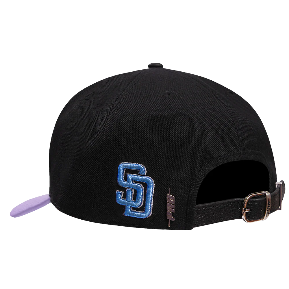 MLB SAN DIEGO PADRES PASTELLIC 2 TONE PINCH FRONT STRAPBACK (BLACK/PURPLE) - Image 4