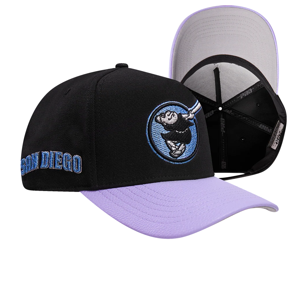 MLB SAN DIEGO PADRES PASTELLIC 2 TONE PINCH FRONT STRAPBACK (BLACK/PURPLE) - Image 7