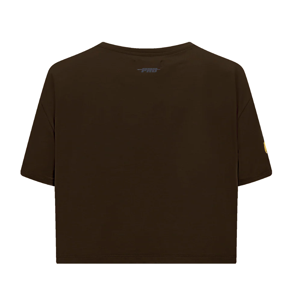 MLB SAN DIEGO PADRES SCRIPT TAIL WOMEN'S SINGLE JERSEY BOXY TOP (BROWN) - Image 3