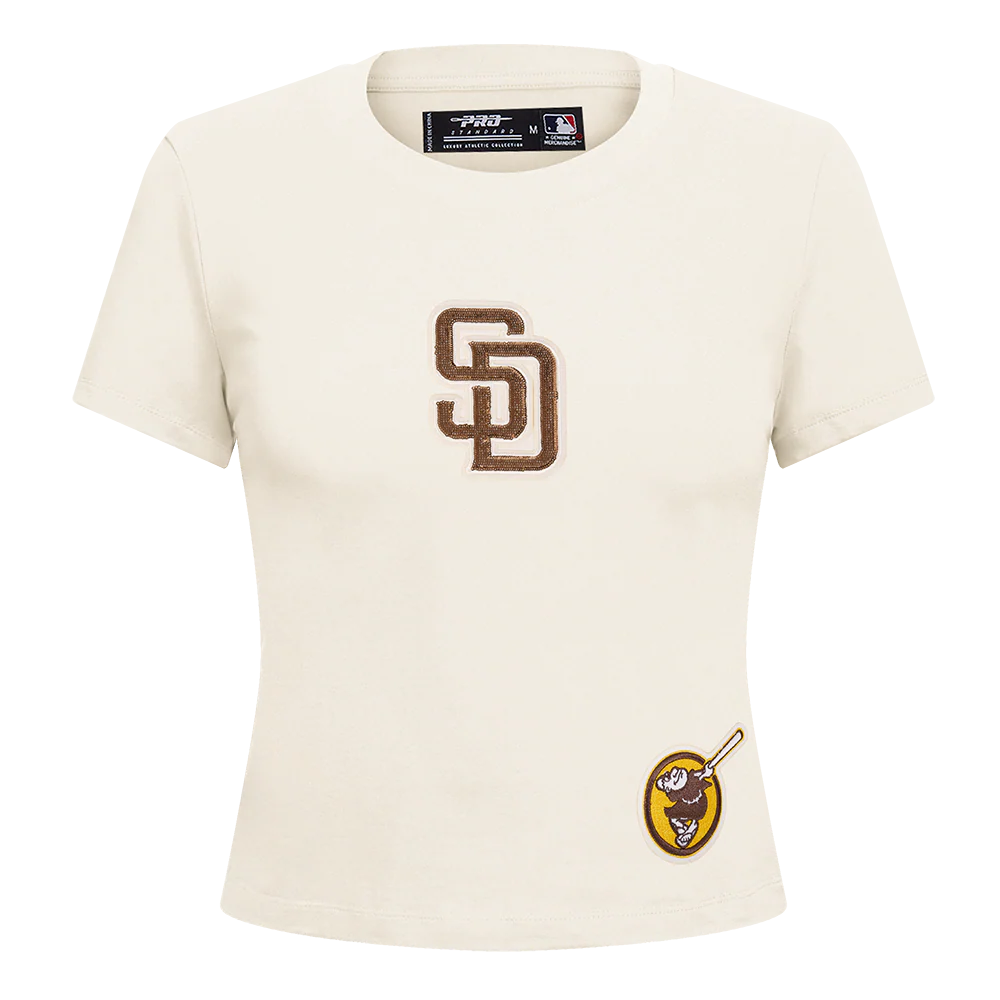 MLB SAN DIEGO PADRES GAME DAY CLASSICS WOMEN'S SINGLE JERSEY BABY DOLL TOP (EGGSHELL) - Image 5