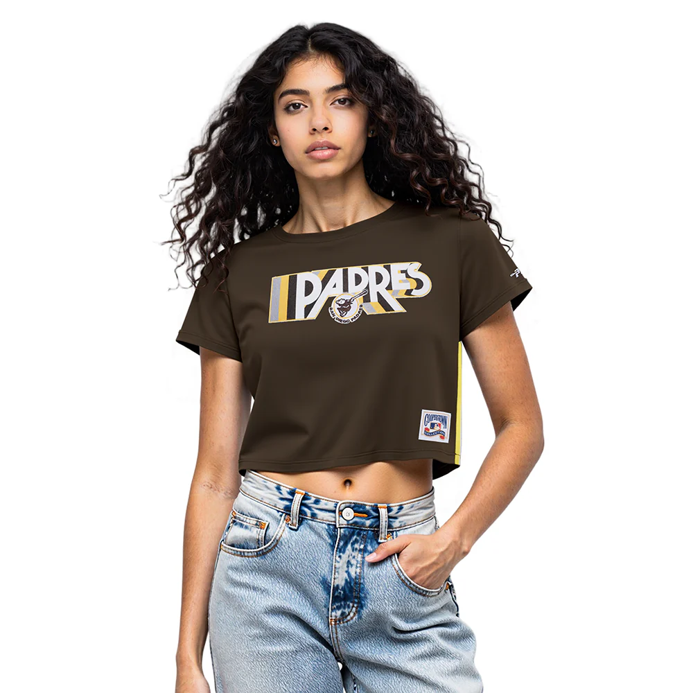 MLB SAN DIEGO PADRES RETRO ELEVATION WOMEN'S SJ BOXY TEE (BROWN)