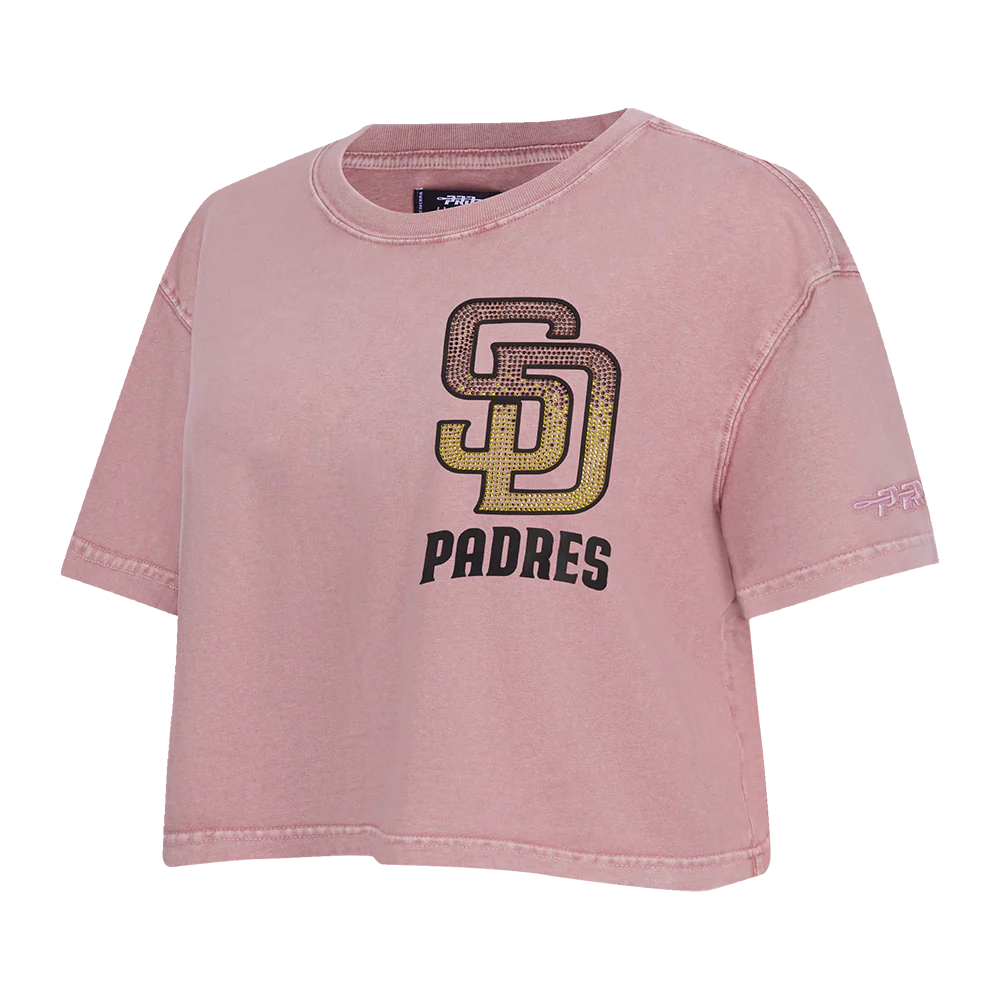 MLB SAN DIEGO PADRES WASHED JEWELS WOMEN'S S/S BOXY TOP (WASHED MAUVE) - Image 4
