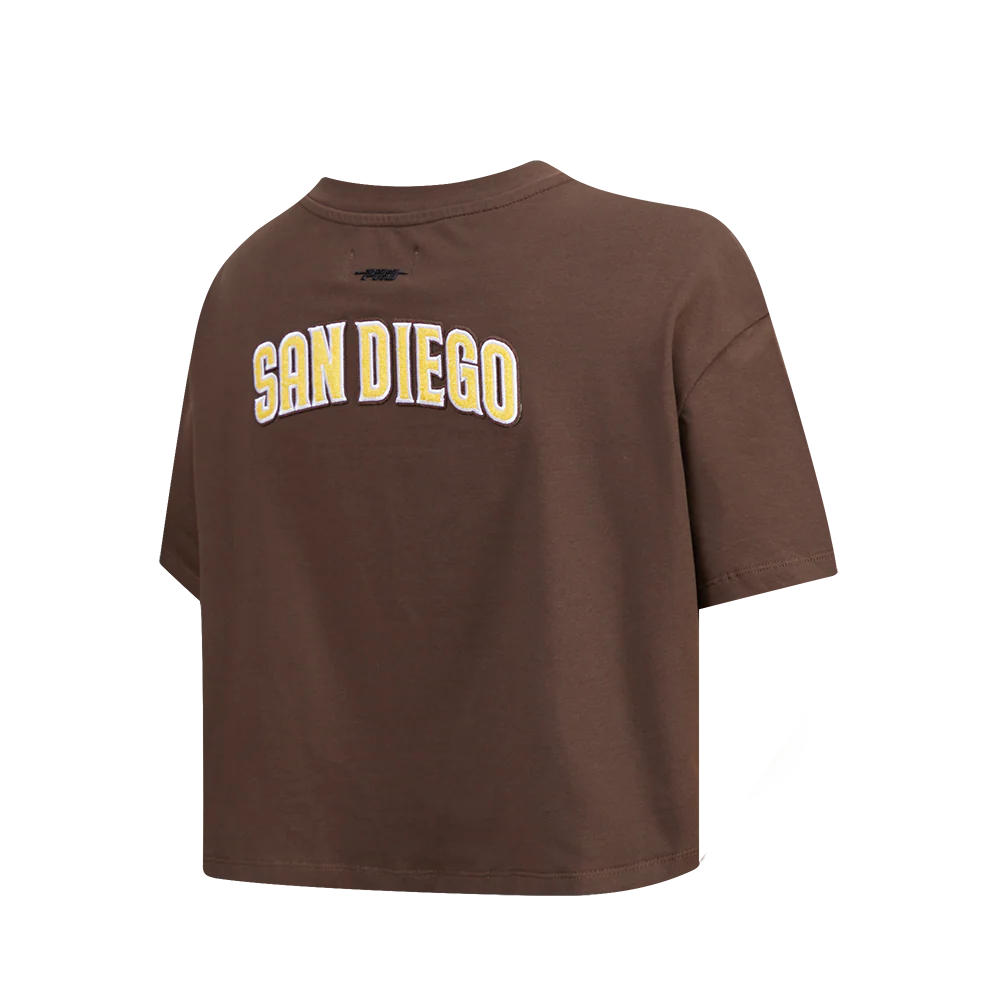 MLB SAN DIEGO PADRES CLASSIC WOMEN'S BOXY TOP (BROWN) - Image 2