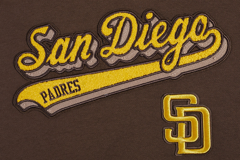 MLB SAN DIEGO PADRES SCRIPT TAIL WOMEN'S RIB FLEECE CROPPED PULLOVER HOODIE (BROWN) - Image 5