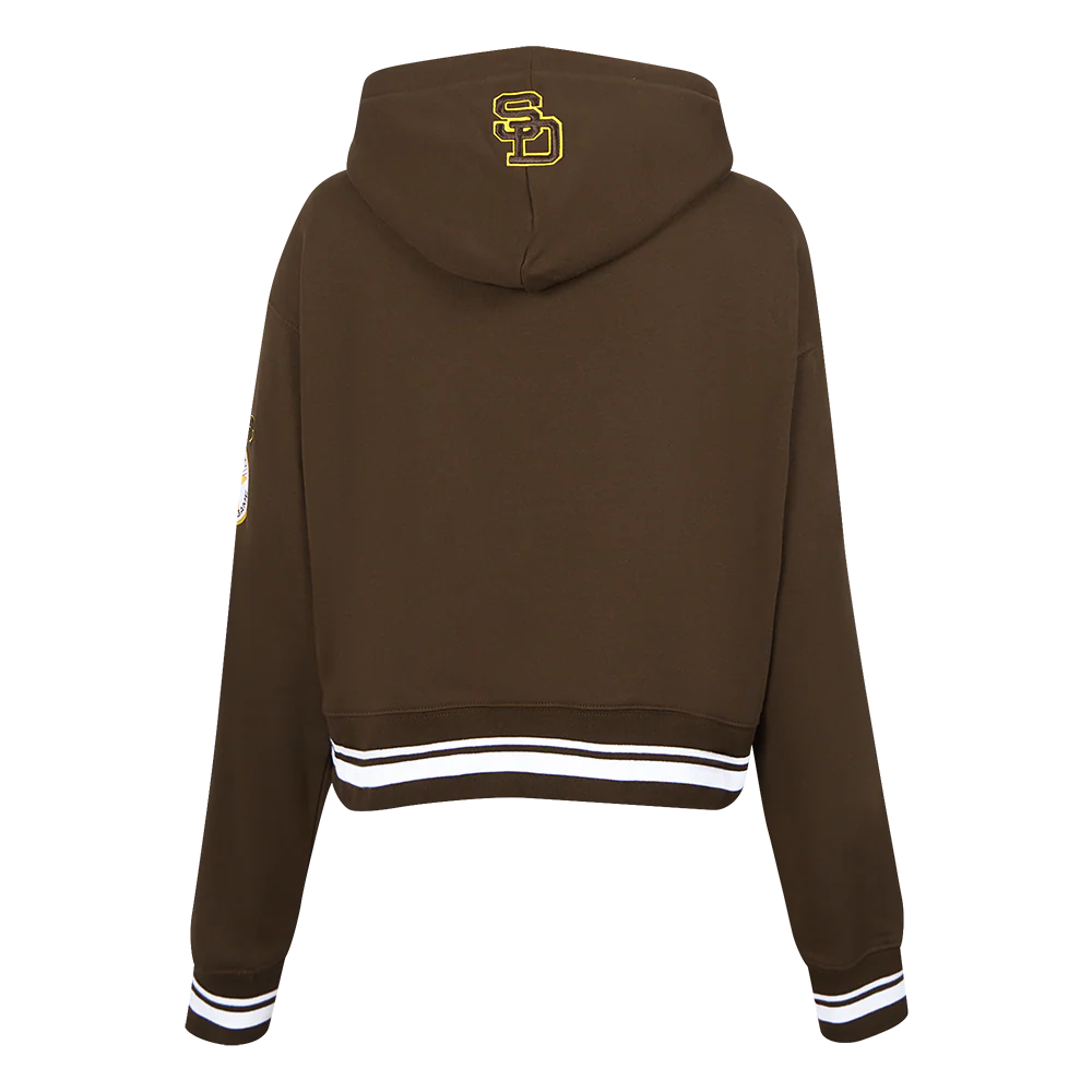 MLB SAN DIEGO PADRES RETRO CLASSIC WOMEN'S RIB CROPPED PULLOVER HOODIE (BROWN) - Image 3