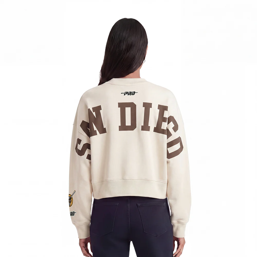 MLB SAN DIEGO PADRES WINGSPAN WOMEN'S FLEECE CREWNECK (EGGSHELL)