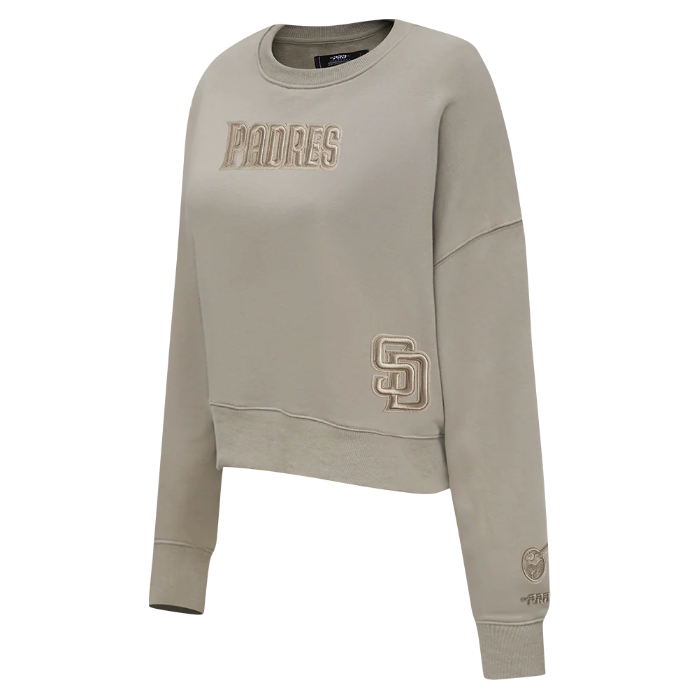 MLB SAN DIEGO PADRES WINGSPAN WOMEN'S FLEECE CREWNECK (TAUPE) - Image 4