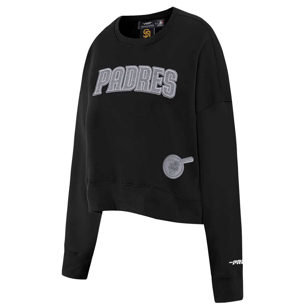 MLB SAN DIEGO PADRES REVERSE FRENCH TERRY WOMEN'S FLEECE CREWNECK (BLACK) - Image 4
