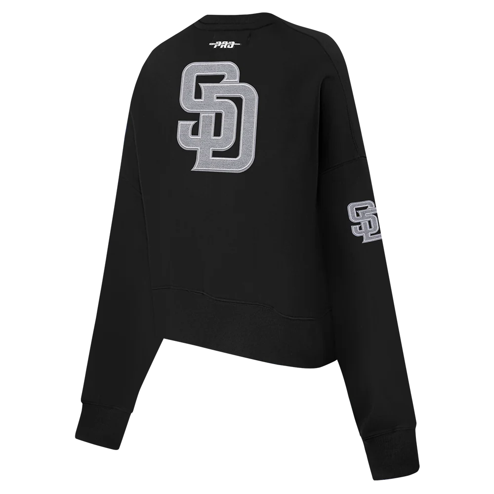 MLB SAN DIEGO PADRES REVERSE FRENCH TERRY WOMEN'S FLEECE CREWNECK (BLACK) - Image 8