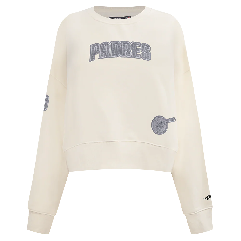 MLB SAN DIEGO PADRES REVERSE FRENCH TERRY WOMEN'S FLEECE CREWNECK (EGGSHELL) - Image 5