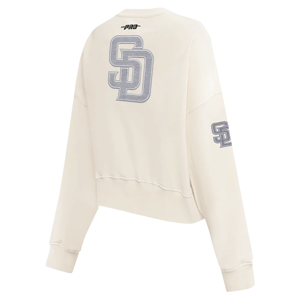 MLB SAN DIEGO PADRES REVERSE FRENCH TERRY WOMEN'S FLEECE CREWNECK (EGGSHELL) - Image 8