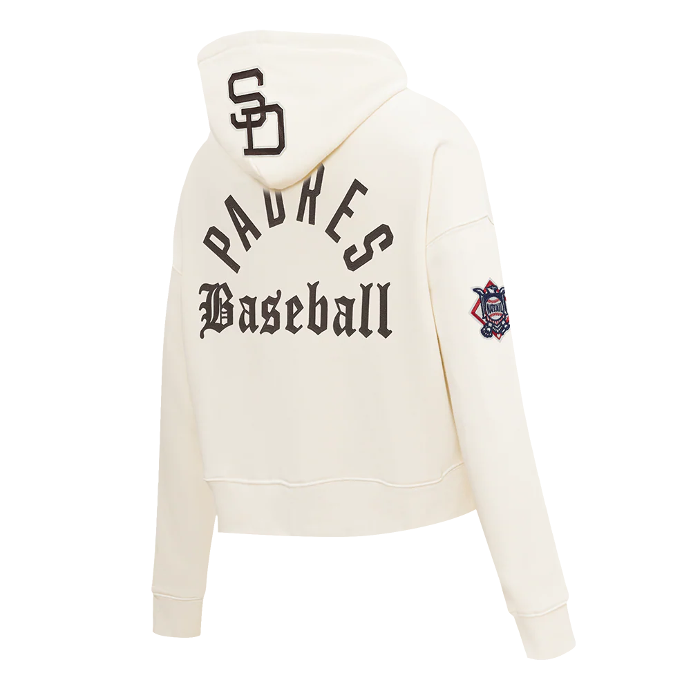 MLB SAN DIEGO PADRES MODERN ORIGINALS WOMEN'S FLC CROPPED PO HOODIE (EGGSHELL) - Image 4
