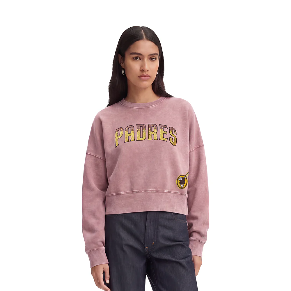 MLB SAN DIEGO PADRES WASHED JEWELS WOMEN'S CREWNECK (WASHED MAUVE) - Image 2